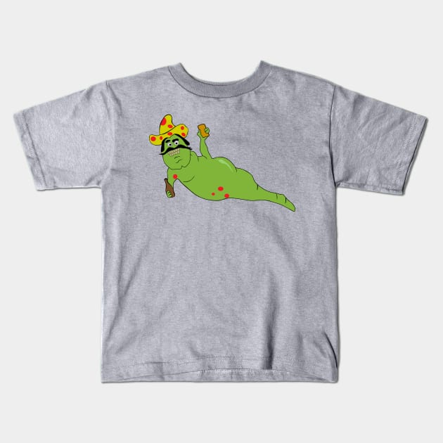 Solid Green Mexican Drinking Worm from Bridesmaids Kids T-Shirt by bwoody730